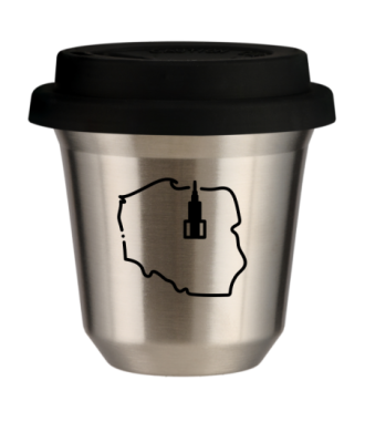 Tasse 150 ml ARGENT "Pologne (noir)", avec couvercle noir Tasse 150 ml ARGENT "Pologne (noir)", avec couvercle noir