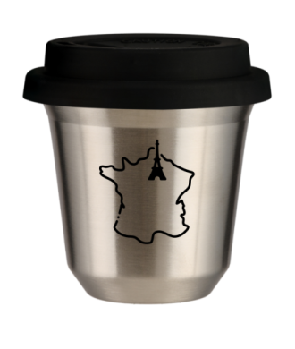 Tasse 150 ml ARGENT "France (noir)", avec couvercle noir Tasse 150 ml ARGENT "France (noir)", avec couvercle noir