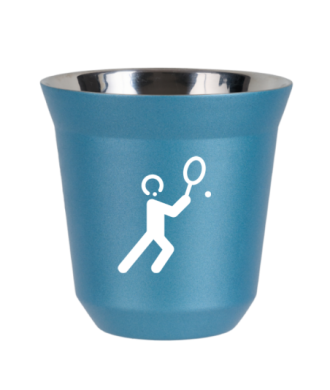Tasse 150 ml BLEU CLAIR MÉTALLIQUE "Tennis 1 (blanc)" Tasse 150 ml BLEU CLAIR MÉTALLIQUE "Tennis 1 (blanc)"