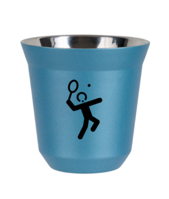 Tasse 150 ml BLEU CLAIR MÉTALLIQUE "Tennis 2 (noir)" Tasse 150 ml BLEU CLAIR MÉTALLIQUE "Tennis 2 (noir)"