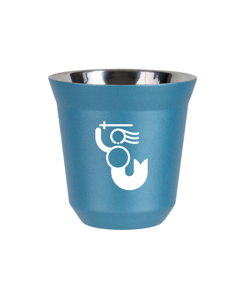 Tasse 150 ml BLEU CLAIR MÉTALLIQUE "WARSZAWSKA SYRENKA (blanc)" Tasse 150 ml BLEU CLAIR MÉTALLIQUE "WARSZAWSKA SYRENKA (blanc)"