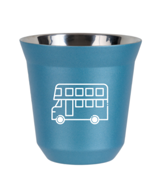 Tasse 150 ml BLEU CLAIR MÉTALLIQUE "Bus (blanc)" Tasse 150 ml BLEU CLAIR MÉTALLIQUE "Bus (blanc)"