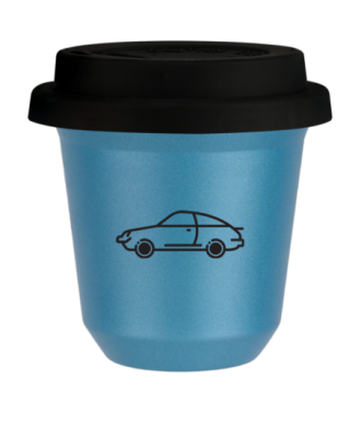 Tasse 150 ml BLEU CLAIR MÉTALLIQUE "Voiture", avec couvercle noir Tasse 150 ml BLEU CLAIR MÉTALLIQUE "Voiture", avec couvercle noir