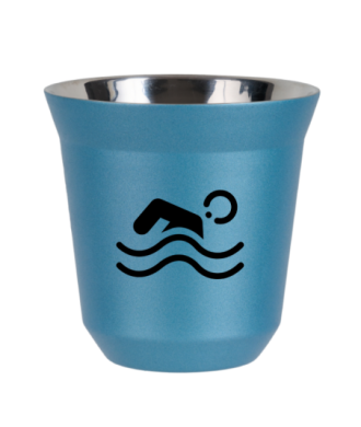 Tasse 150 ml BLEU CLAIR MÉTALLIQUE "Natation" Tasse 150 ml BLEU CLAIR MÉTALLIQUE "Natation"