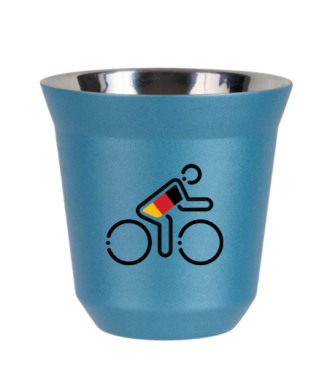 Tasse 150 ml BLEU CLAIR MÉTALLIQUE "Cycliste aux couleurs allemandes" Tasse 150 ml BLEU CLAIR MÉTALLIQUE "Cycliste aux couleurs allemandes"