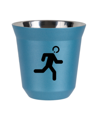 Tasse 150 ml BLEU CLAIR MÉTALLIQUE "Coureur (noir)" Tasse 150 ml BLEU CLAIR MÉTALLIQUE "Coureur (noir)"