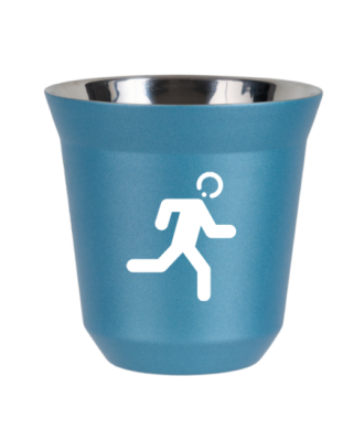 Tasse 150 ml BLEU CLAIR MÉTALLIQUE "Coureur (blanc)" Tasse 150 ml BLEU CLAIR MÉTALLIQUE "Coureur (blanc)"