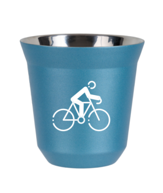 Tasse 150 ml BLEU CLAIR MÉTALLIQUE "Cyclisme 3 (blanc)" Tasse 150 ml BLEU CLAIR MÉTALLIQUE "Cyclisme 3 (blanc)"