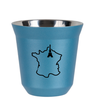 Tasse 150 ml BLEU CLAIR MÉTALLIQUE "France (noir)" Tasse 150 ml BLEU CLAIR MÉTALLIQUE "France (noir)"