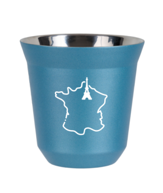 Tasse 150 ml BLEU CLAIR MÉTALLIQUE "France (blanc)" Tasse 150 ml BLEU CLAIR MÉTALLIQUE "France (blanc)"