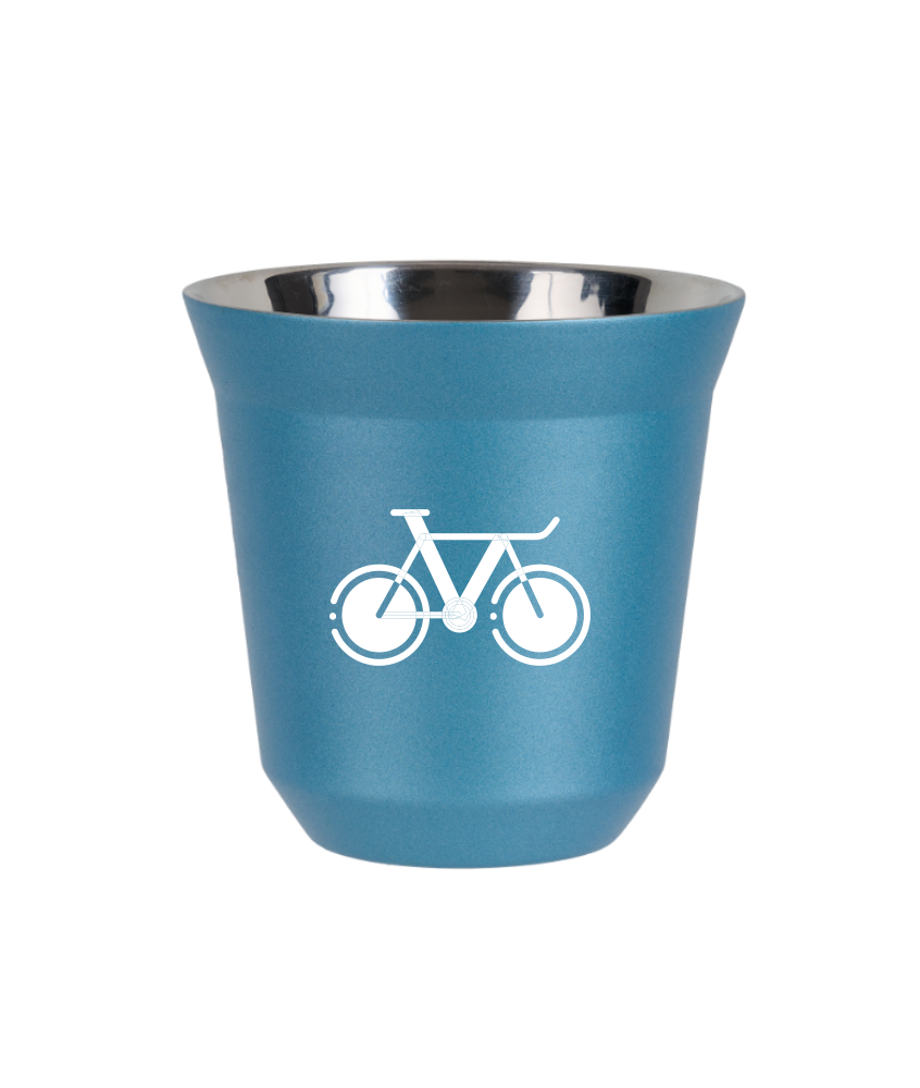 Tasse 150 ml BLEU CLAIR MÉTALLIQUE "Vélo 1 (blanc)" Tasse 150 ml BLEU CLAIR MÉTALLIQUE "Vélo 1 (blanc)"