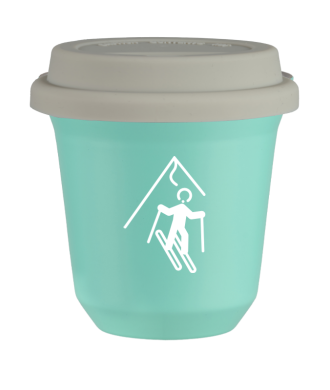 Tasse 80 ml TURQUOISE "Ski (blanc)", avec couvercle blanc Tasse 80 ml TURQUOISE "Ski (blanc)", avec couvercle blanc