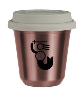 Tasse 150 ml OR ROSE "WARSZAWSKA SYRENKA", avec couvercle blanc Tasse 150 ml OR ROSE "WARSZAWSKA SYRENKA", avec couvercle blanc