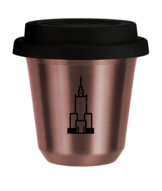 Tasse 150 ml OR ROSE "Pałac kultury i nauki", avec couvercle noir Tasse 150 ml OR ROSE "Pałac kultury i nauki", avec couvercle noir