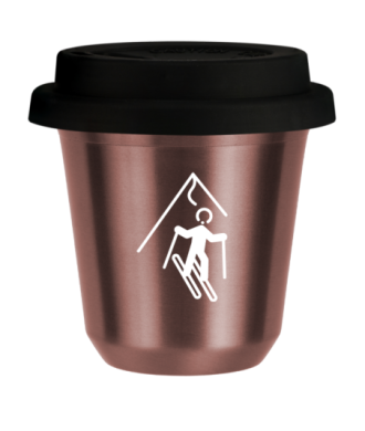 Tasse 150 ml OR ROSE "Ski (blanc)", avec couvercle noir Tasse 150 ml OR ROSE "Ski (blanc)", avec couvercle noir
