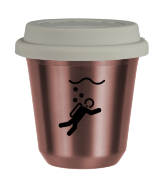 Tasse 150 ml OR ROSE "Plongée (noir)", avec couvercle blanc Tasse 150 ml OR ROSE "Plongée (noir)", avec couvercle blanc