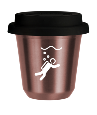 Tasse 150 ml OR ROSE "Plongée (blanc)", avec couvercle noir Tasse 150 ml OR ROSE "Plongée (blanc)", avec couvercle noir
