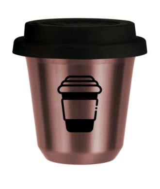 Tasse 150 ml OR ROSE, avec couvercle noir Tasse 150 ml OR ROSE, avec couvercle noir