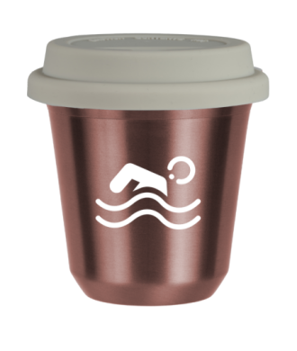 Tasse 150 ml OR ROSE "Natation (blanc)", avec couvercle blanc Tasse 150 ml OR ROSE "Natation (blanc)", avec couvercle blanc