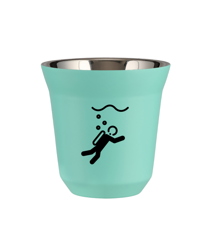 Tasse 80 ml TURQUOISE "Plongée (noir)"