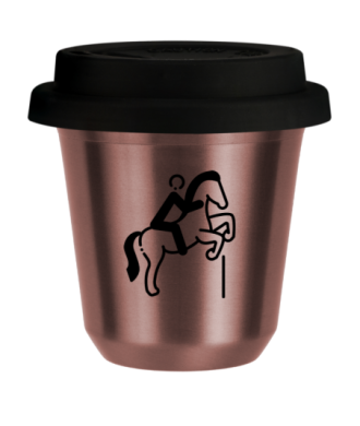 Tasse 150 ml OR ROSE "Équitation 1", avec couvercle noir Tasse 150 ml OR ROSE "Équitation 1", avec couvercle noir
