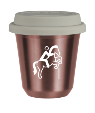 Tasse 150 ml OR ROSE "Équitation 1 (blanc)", avec couvercle blanc Tasse 150 ml OR ROSE "Équitation 1 (blanc)", avec couvercle blanc