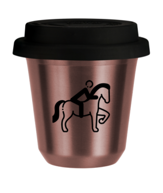 Tasse 150 ml OR ROSE "Équitation 2", avec couvercle noir Tasse 150 ml OR ROSE "Équitation 2", avec couvercle noir