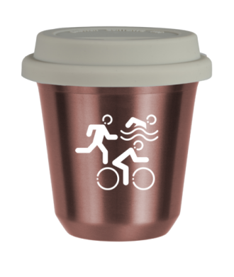 Tasse 150 ml OR ROSE "Sports (blanc)", avec couvercle blanc Tasse 150 ml OR ROSE "Sports (blanc)", avec couvercle blanc