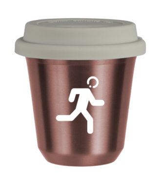 Tasse 150 ml OR ROSE "Coureur (blanc)", avec couvercle blanc Tasse 150 ml OR ROSE "Coureur (blanc)", avec couvercle blanc