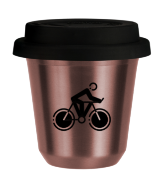 Tasse 150 ml OR ROSE "Cyclisme 2", avec couvercle noir Tasse 150 ml OR ROSE "Cyclisme 2", avec couvercle noir