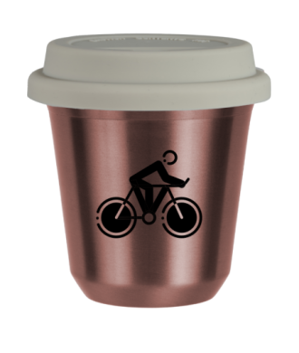 Tasse 150 ml OR ROSE "Cyclisme 2 (noir)", avec couvercle blanc Tasse 150 ml OR ROSE "Cyclisme 2 (noir)", avec couvercle blanc