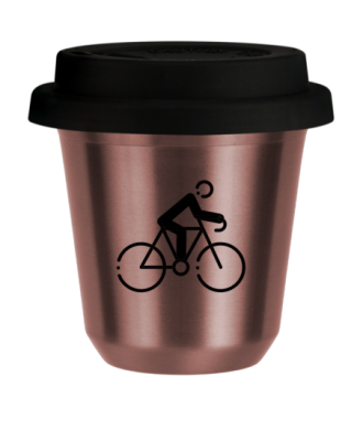 Tasse 150 ml OR ROSE "Cyclisme 3", avec couvercle noir Tasse 150 ml OR ROSE "Cyclisme 3", avec couvercle noir