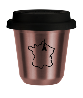 Tasse 150 ml OR ROSE "France (noir)", avec couvercle noir Tasse 150 ml OR ROSE "France (noir)", avec couvercle noir
