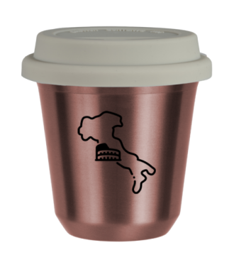 Tasse 150 ml OR ROSE "Italie (noir)", avec couvercle blanc Tasse 150 ml OR ROSE "Italie (noir)", avec couvercle blanc