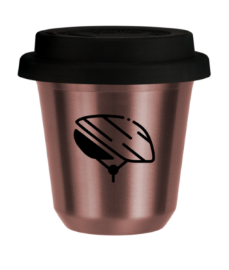 Tasse 150 ml OR ROSE "Casque", avec couvercle noir Tasse 150 ml OR ROSE "Casque", avec couvercle noir