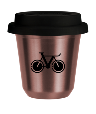 Tasse 150 ml OR ROSE "Vélo 1 (noir)", avec couvercle noir Tasse 150 ml OR ROSE "Vélo 1 (noir)", avec couvercle noir