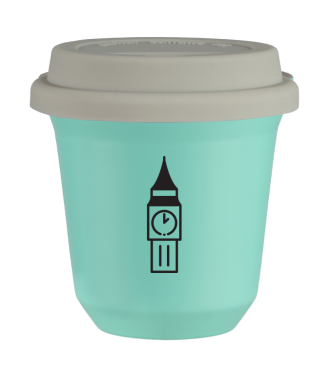 Tasse 80 ml TURQUOISE "BIG BEN (noir)", avec couvercle blanc Tasse 80 ml TURQUOISE "BIG BEN (noir)", avec couvercle blanc