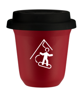 Tasse 150 ml ROUGE "Snowboard (blanc)", avec couvercle noir Tasse 150 ml ROUGE "Snowboard (blanc)", avec couvercle noir