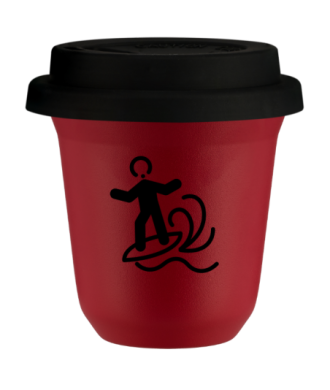 Tasse 150 ml ROUGE "Planche à voile (noir)", avec couvercle noir Tasse 150 ml ROUGE "Planche à voile (noir)", avec couvercle noir
