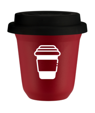 Tasse 150 ml ROUGE, avec couvercle noir Tasse 150 ml ROUGE, avec couvercle noir