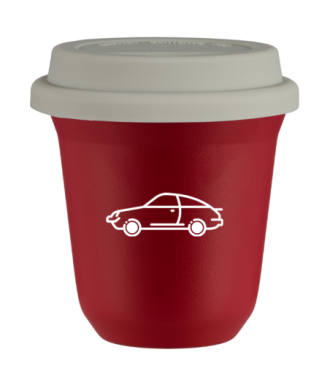 Tasse 150 ml ROUGE "Voiture (blanc)", avec couvercle blanc Tasse 150 ml ROUGE "Voiture (blanc)", avec couvercle blanc