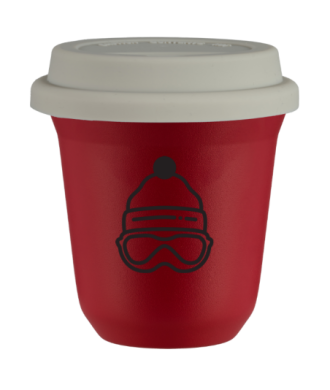 Tasse 150 ml ROUGE "Casquette (noir)", avec couvercle blanc Tasse 150 ml ROUGE "Casquette (noir)", avec couvercle blanc