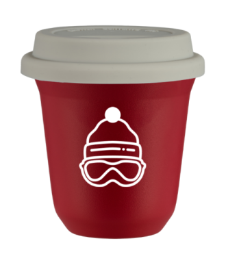 Tasse 150 ml ROUGE "Casquette (blanc)", avec couvercle blanc Tasse 150 ml ROUGE "Casquette (blanc)", avec couvercle blanc