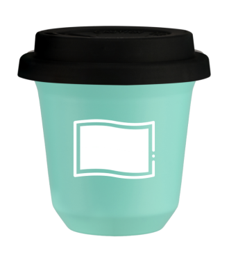 Tasse 80 ml TURQUOISE "Drapeau polonais (blanc)", avec couvercle noir Tasse 80 ml TURQUOISE "Drapeau polonais (blanc)", avec couvercle noir