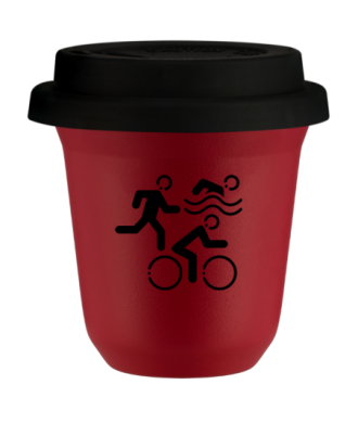 Tasse 150 ml ROUGE "Sports (noir)", avec couvercle noir Tasse 150 ml ROUGE "Sports (noir)", avec couvercle noir