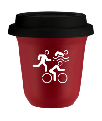 Tasse 150 ml ROUGE "Sports (blanc)", avec couvercle noir Tasse 150 ml ROUGE "Sports (blanc)", avec couvercle noir
