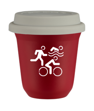 Tasse 150 ml ROUGE "Sports (blanc)", avec couvercle blanc Tasse 150 ml ROUGE "Sports (blanc)", avec couvercle blanc