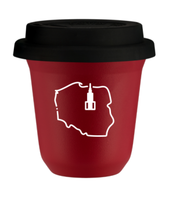 Tasse 150 ml ROUGE "Pologne (blanc)", avec couvercle noir Tasse 150 ml ROUGE "Pologne (blanc)", avec couvercle noir