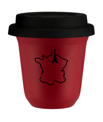 Tasse 150 ml ROUGE "France (noir)", avec couvercle noir Tasse 150 ml ROUGE "France (noir)", avec couvercle noir
