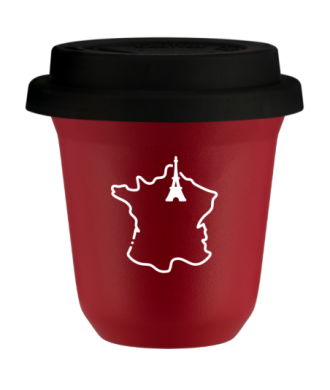 Tasse 150 ml ROUGE "France (blanc)", avec couvercle noir Tasse 150 ml ROUGE "France (blanc)", avec couvercle noir